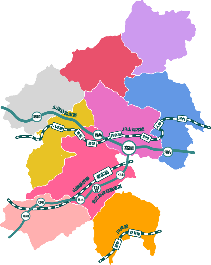 東広島生涯学習開催場所検索用マップ