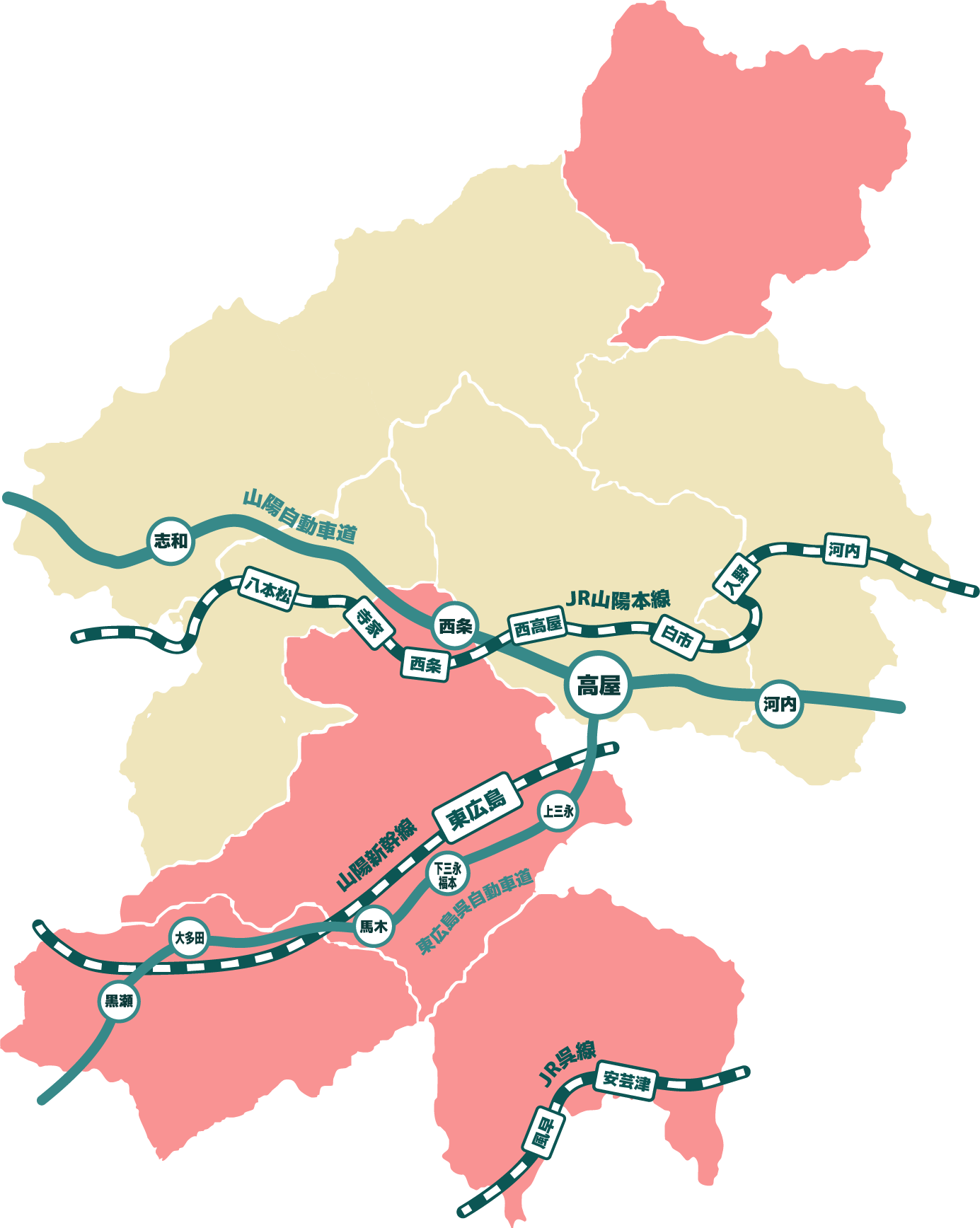 東広島生涯学習開催場所検索用マップ
